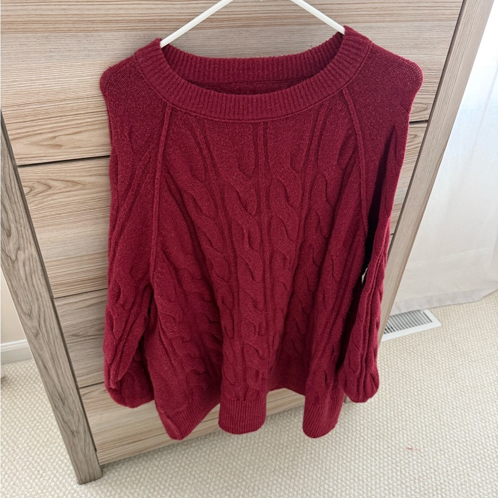 Aerie Cable Knit Sweater - Deep Red